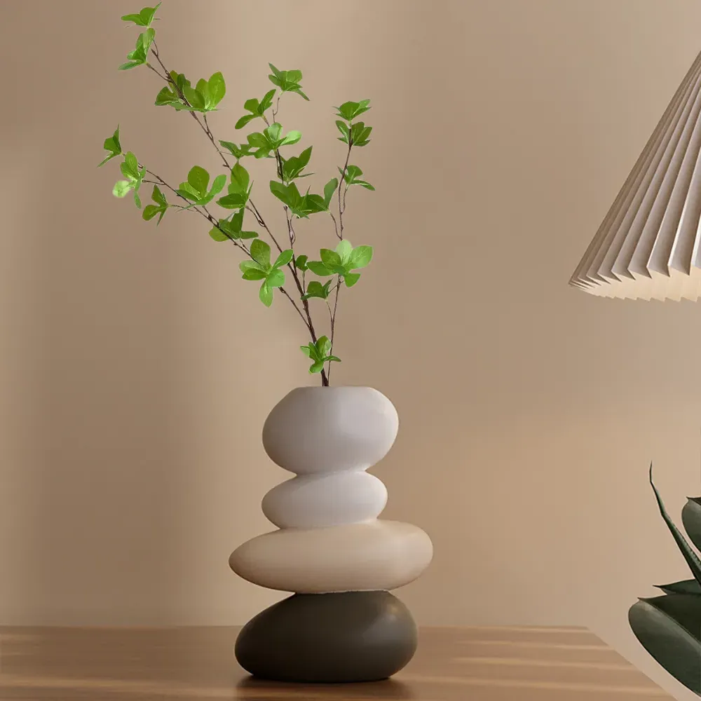 Artificial Tree with Stacked Stone Base - Multicolor, Resin