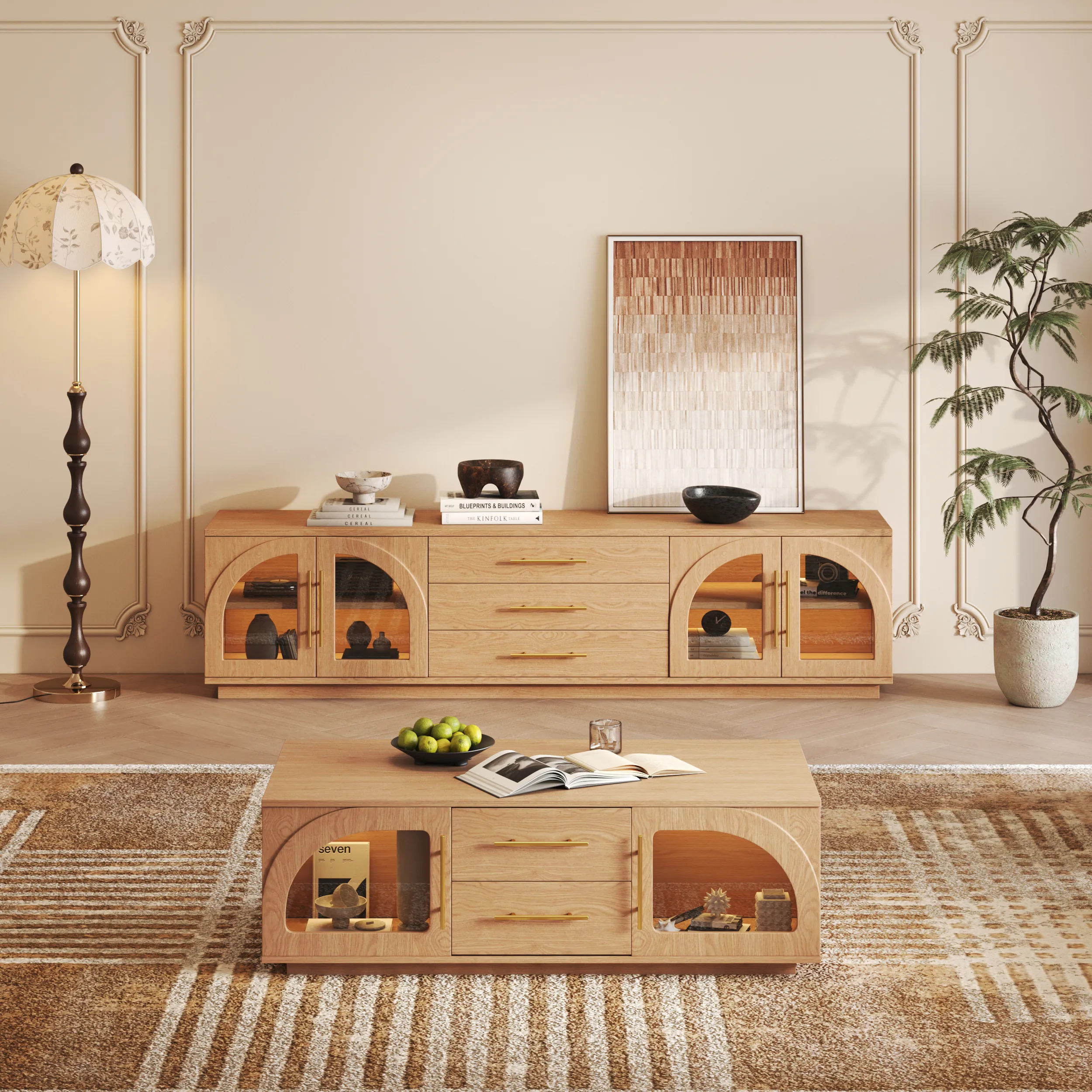 Arune 80 TV Stand with LED Lights - Black