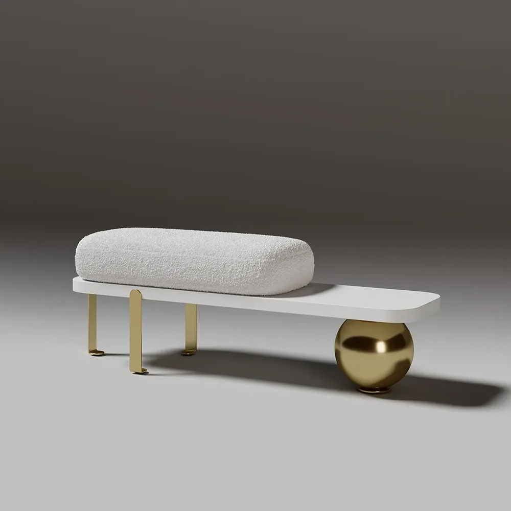 Ball Design Entryway Bench - White, Wood image