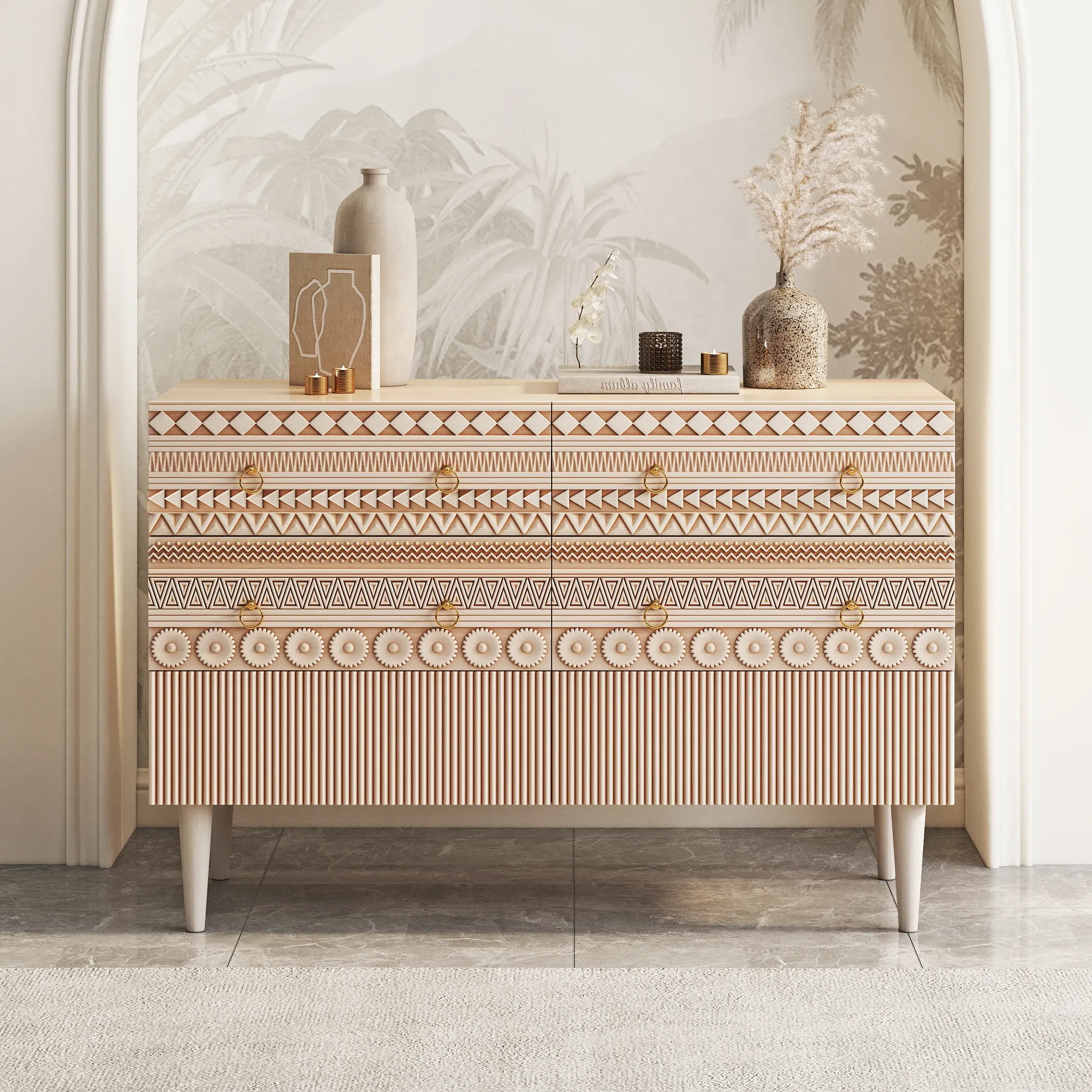 Boho 6 Drawer Dresser with Storage Cabinet image