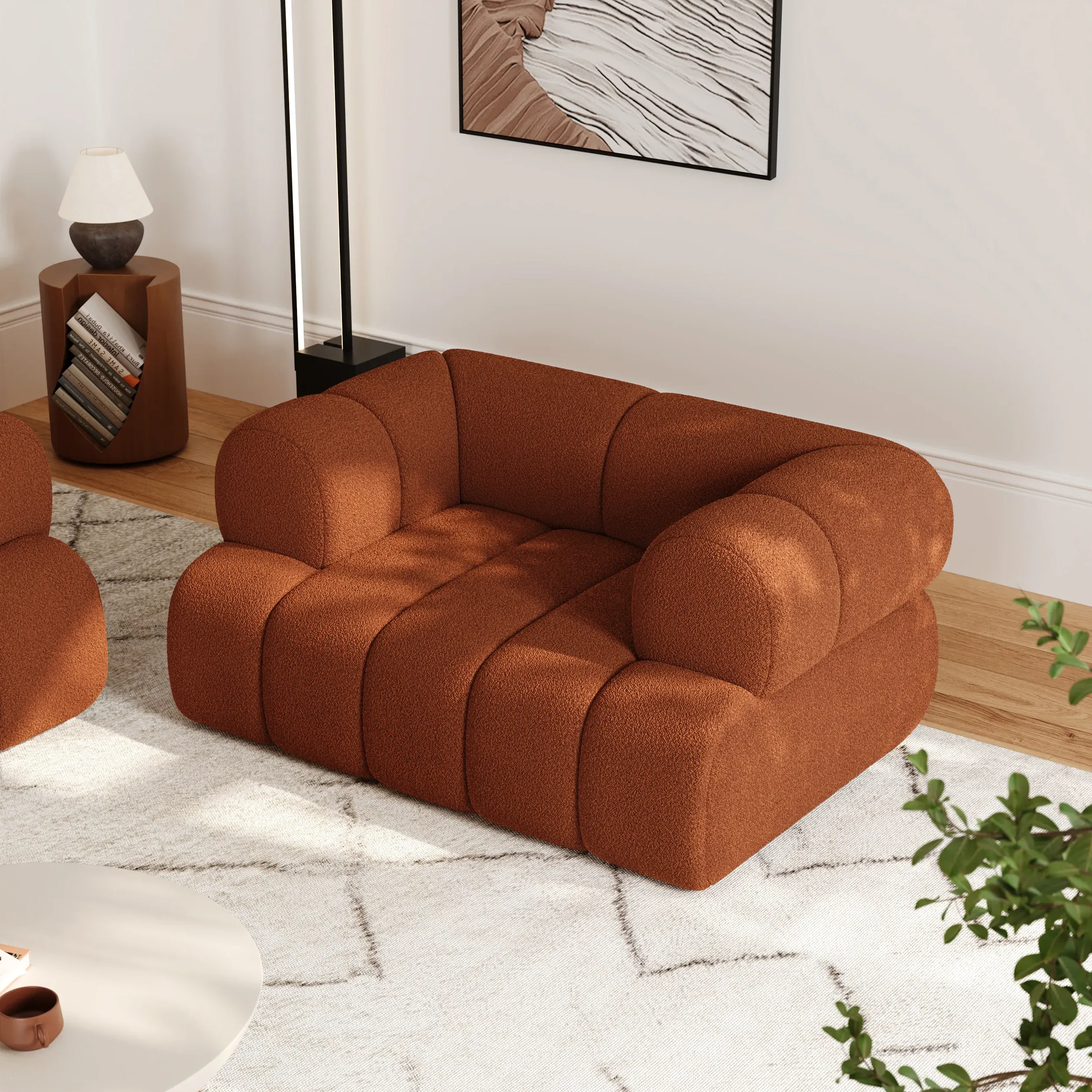 Boucle Accent Chair - Rust, Chenille Velvet image