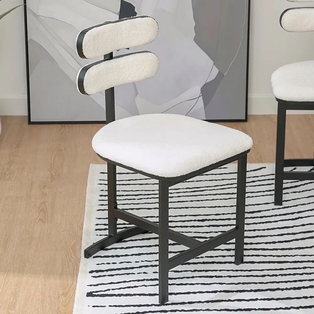 Boucle Dining Chairs with Back - White image