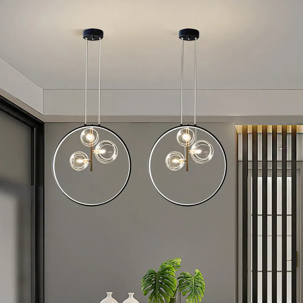 Bubi 3-Light Pendant Light - Black, Glass