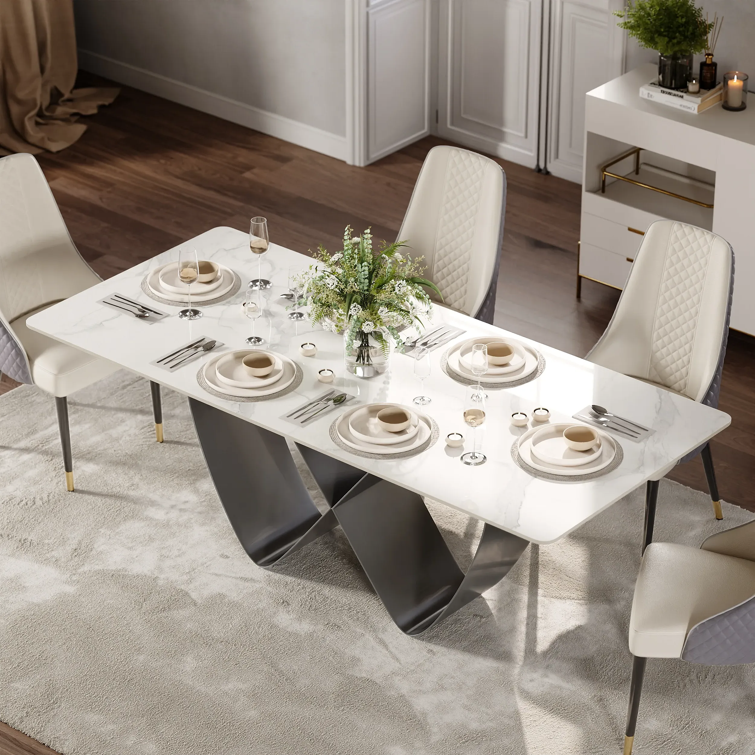 Butterfly Base Rectangular Dining Table - Sintered Stone