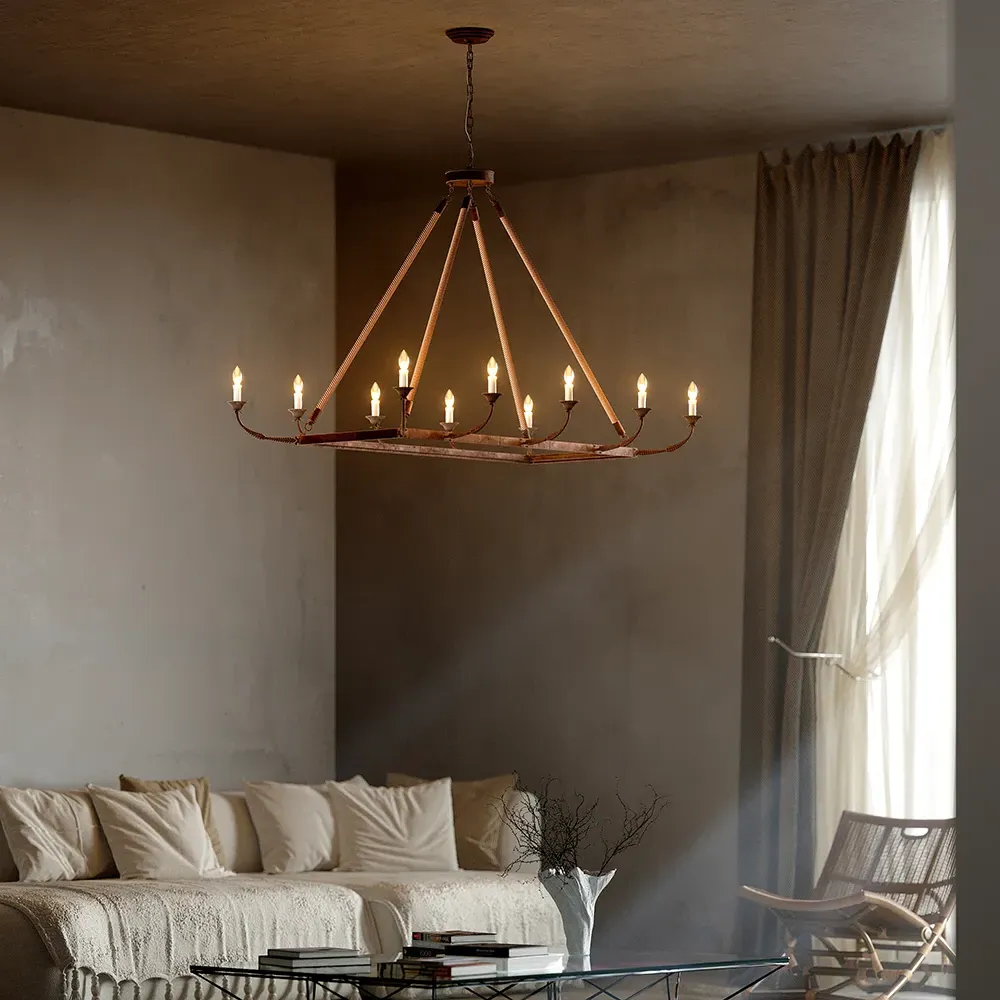 Candlely 10-Light Rectangular Chandelier - Rust, Metal image