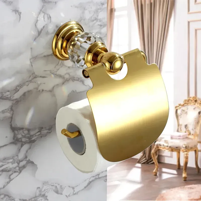 Charles Wall Mounted Toilet Paper Holder - Clear Crystal, Brass