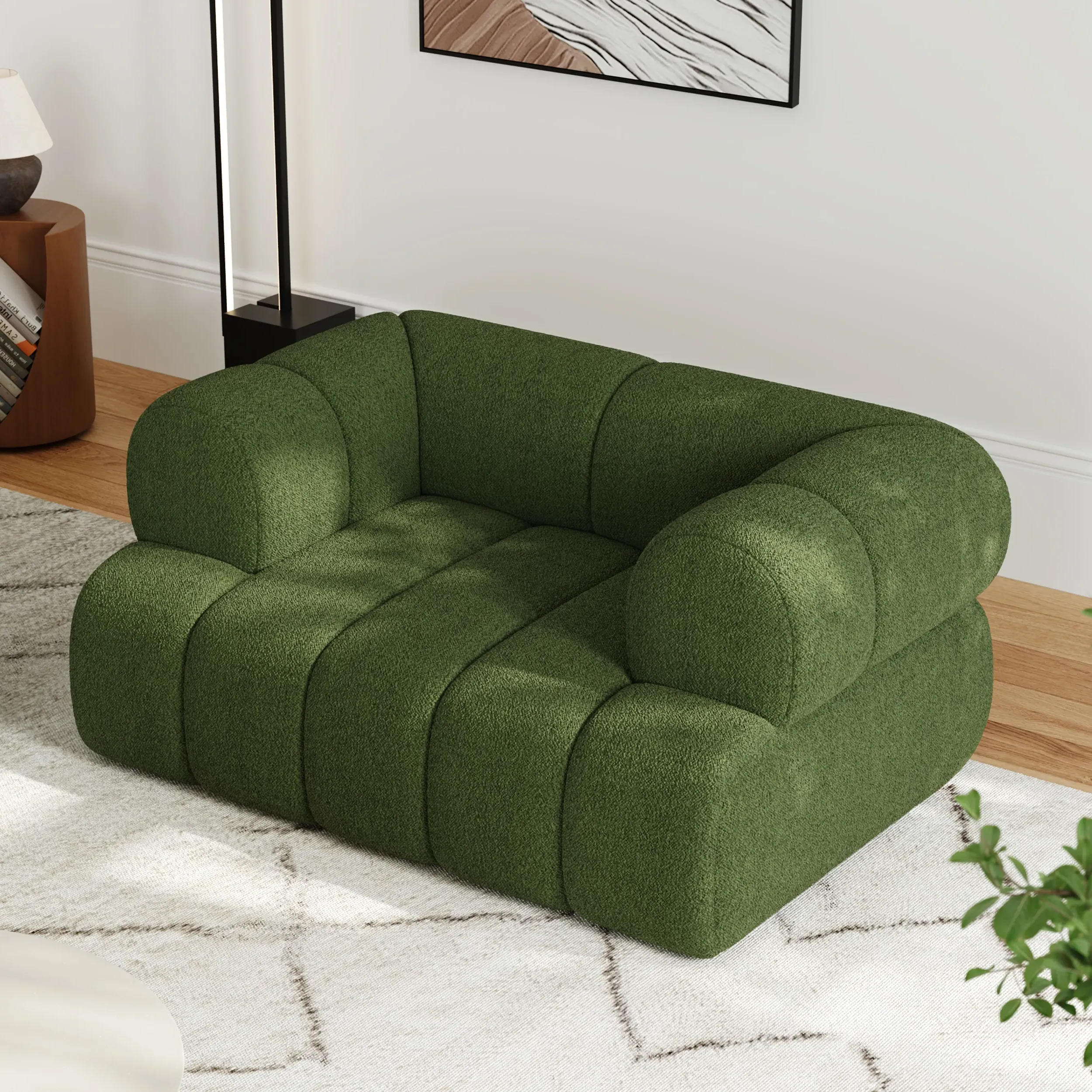 Chenille Velvet Upholstered Accent Chair with Channel Tufting
