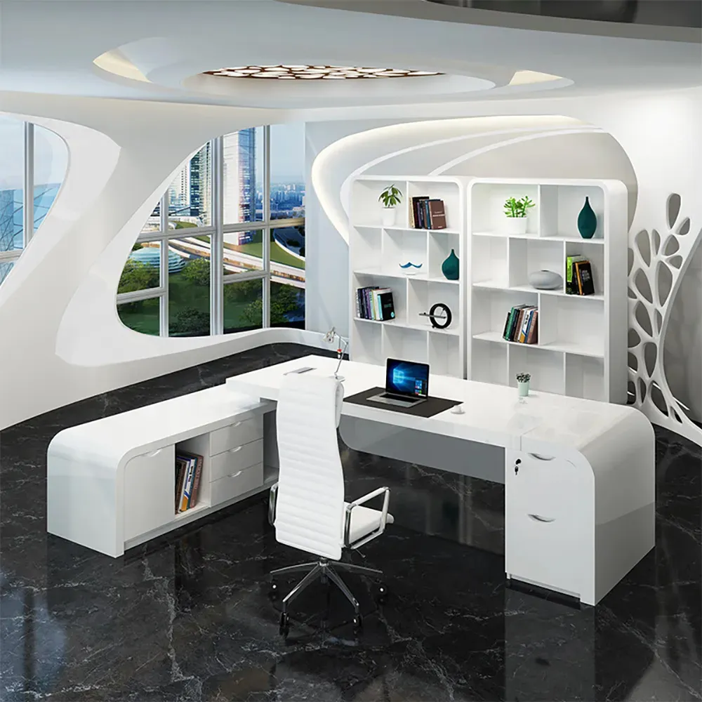 Chicent L-Shaped Computer Desk with Storage - White image