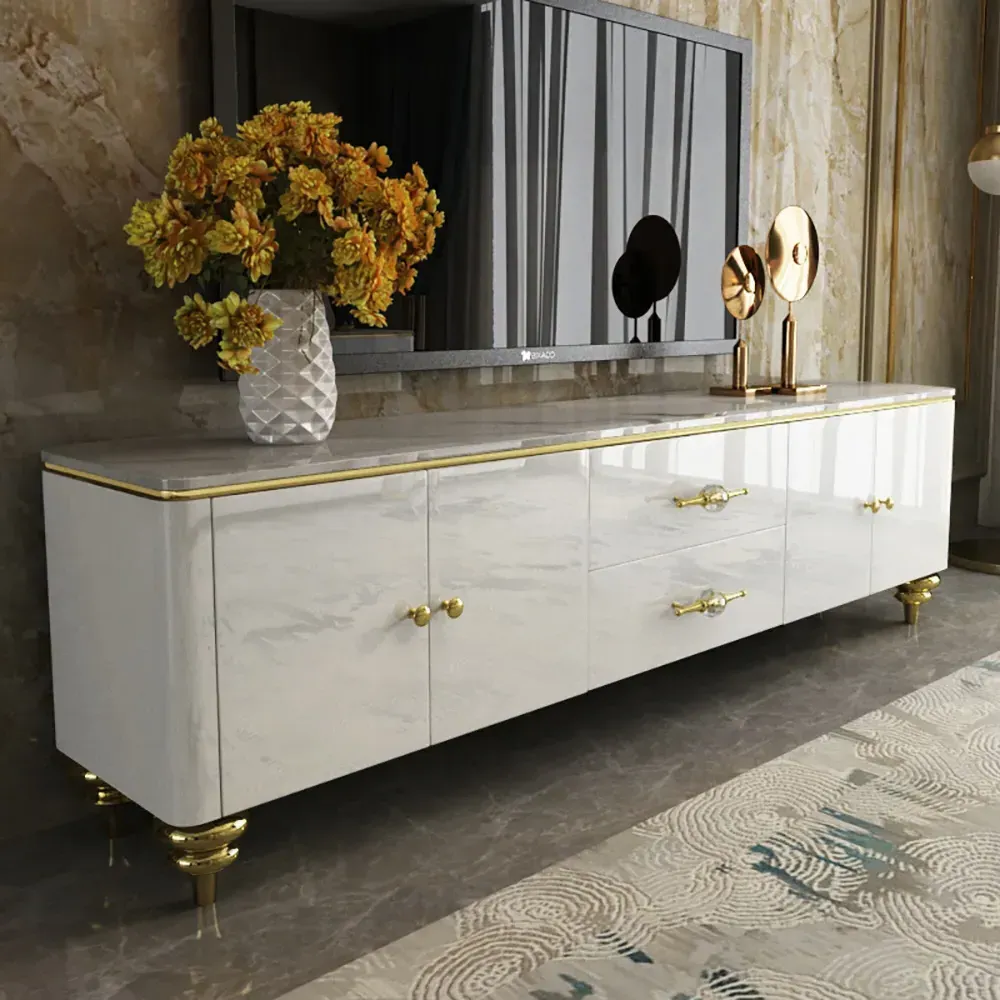 Chift 4-Door TV Stand with Storage - White