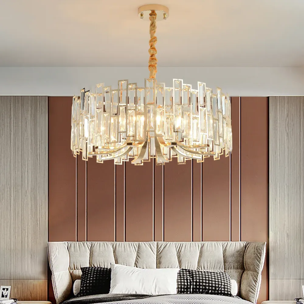 Clytia 10-Light Crystal Chandelier with Adjustable Chain - Gold image