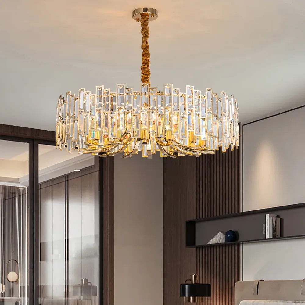 Clytia Geometric Crystal Chandelier 14-Light - Gold