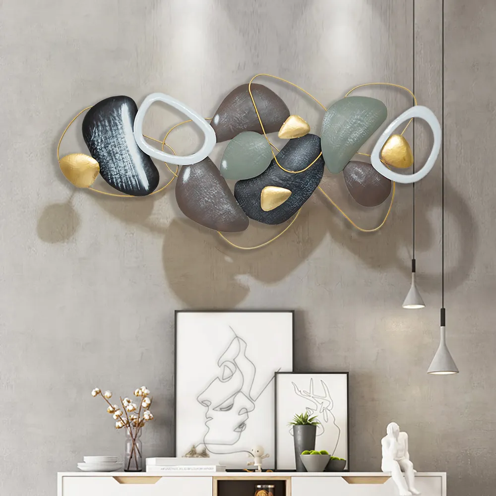 Coastal Creative Metal Stone Wall Decor - Metallic image