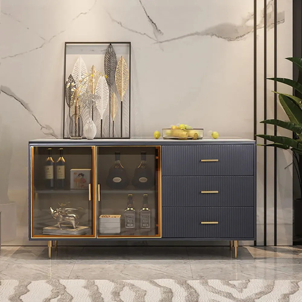 Cofab 47.2" Sideboard with Glass Doors - Sintered Stone