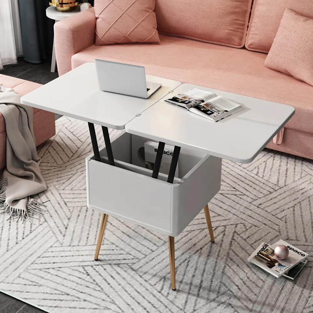 Coffee Table Extendable with Storage & Lift Top - White
