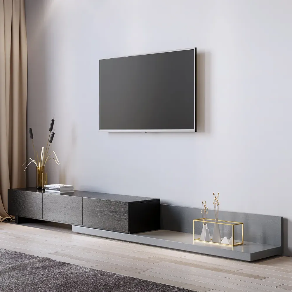 Crator Extendable TV Stand with 3-Drawer - Black, Gray