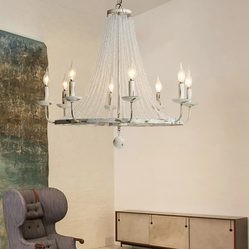 Crylite 8-Light Wheel Chandelier - White, Crystal