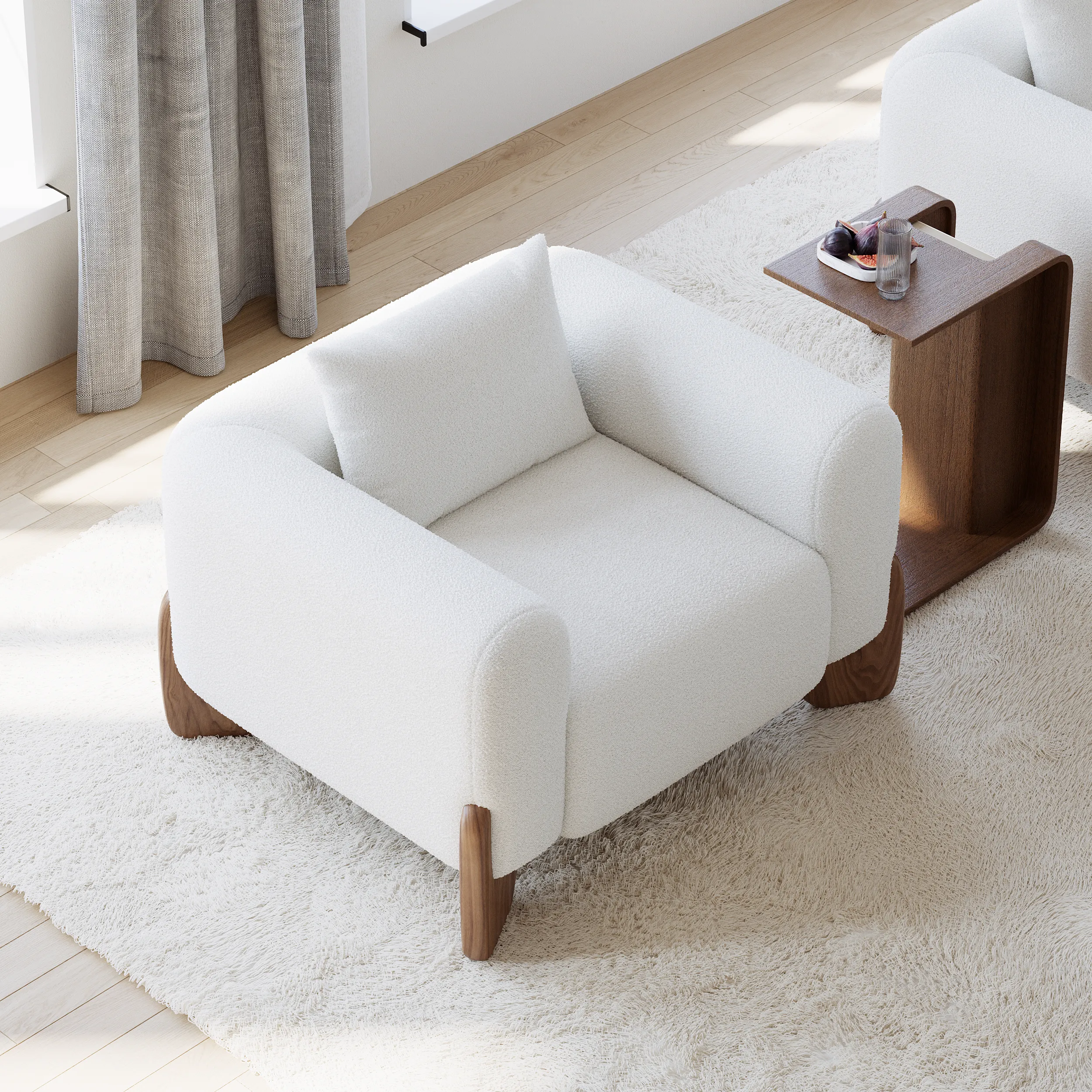 Curva Accent Chair with Wood Frame - Boucle image