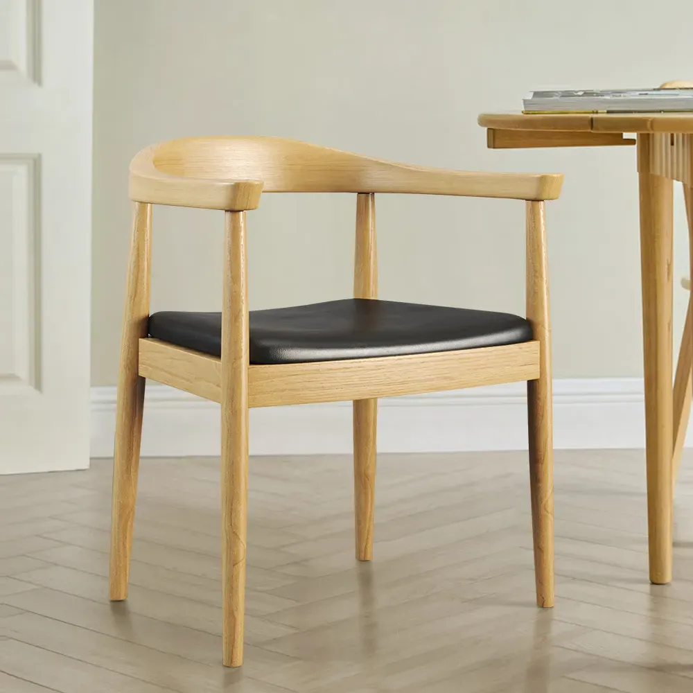 Curved Back Dining Armchair - Black, Ash Wood image