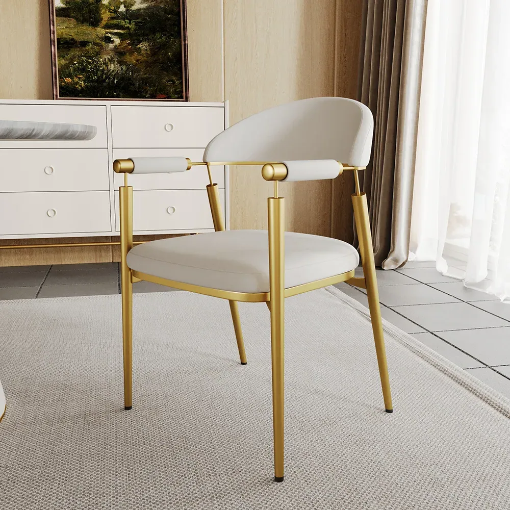 Curvice Set of 2 Dining Chairs with Arms - White, PU Leather image