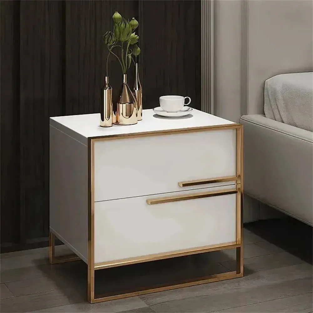 Cylina 2 Drawer Square Nightstand - White, Lacquer image