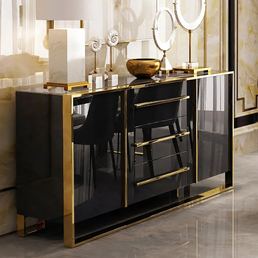 Cylina 59" Buffet & Sideboard with 3 Drawers & 2 Doors - Black