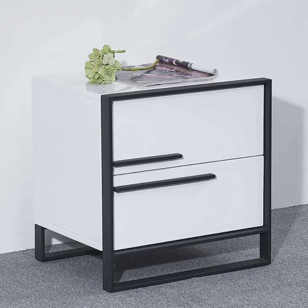 Cylina Square Nightstand with 2 Drawers - Black, White image