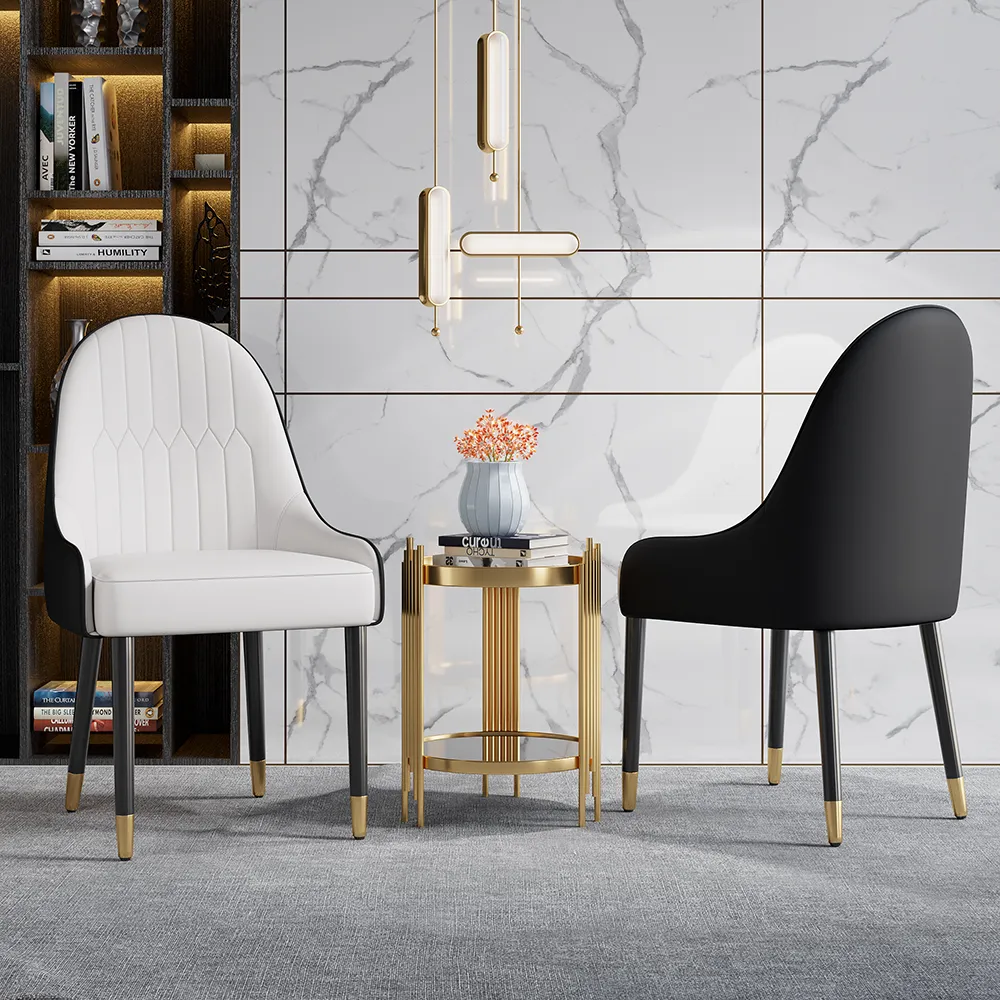 Darg 4-Piece Dining Chairs - White & Black, PU Leather