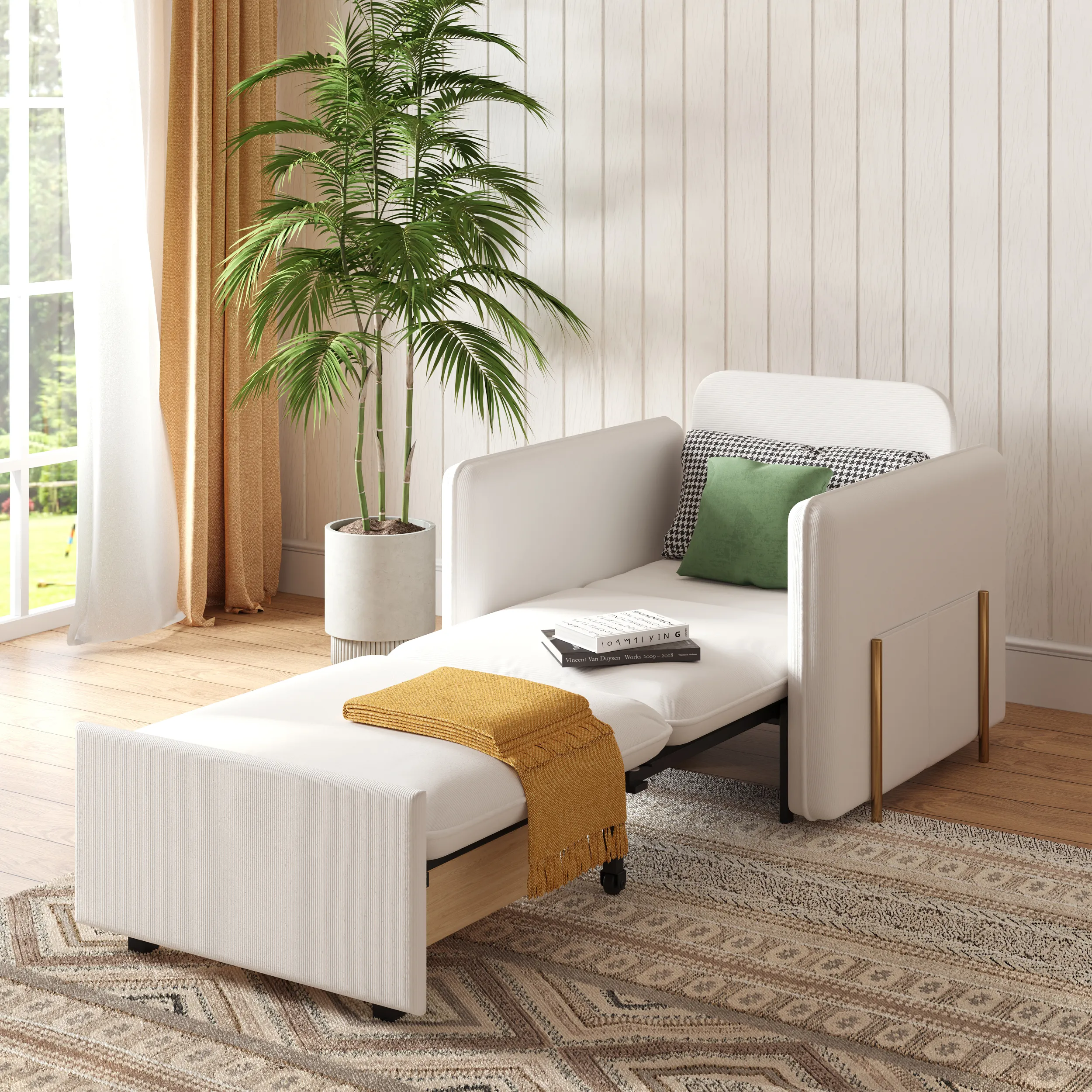 Daybed with Trundle Pull Out Sleeper Sofa with Storage