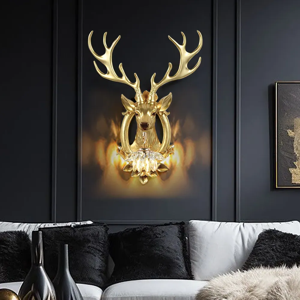 Deer Resin Wall Sconce 1-Light - Gold image