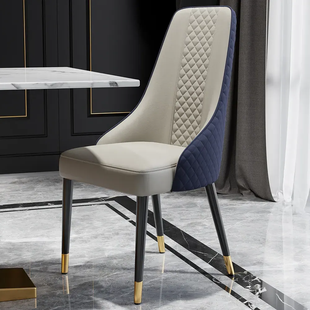 Diamic Set of 4 High Back Dining Chairs - Blue, Faux Leather image