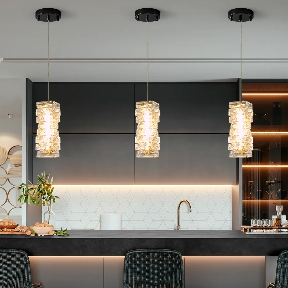 Dimmable Crystal Pendant Light - Black image