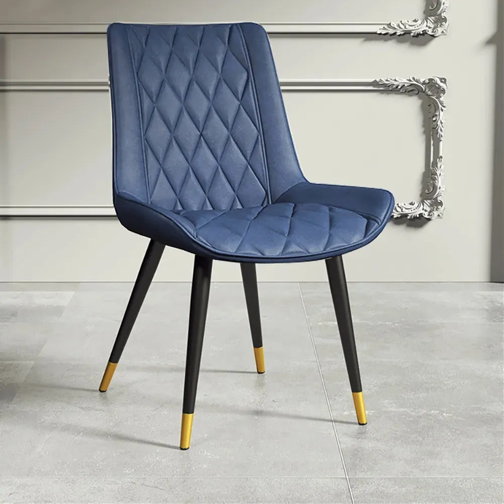 Dining Chair Set of 2 with Diamond Tufting - Blue, PU Leather image