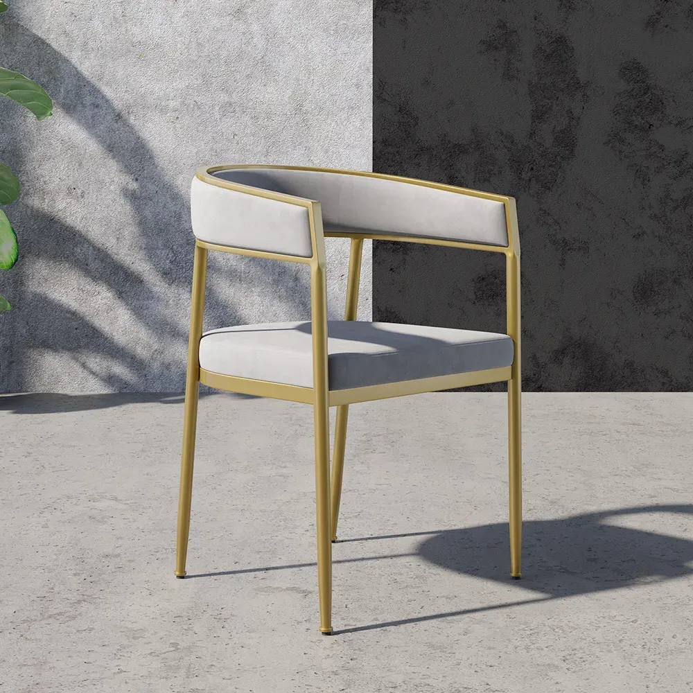 Dining Chair with Gold Legs - Grey, Velvet image