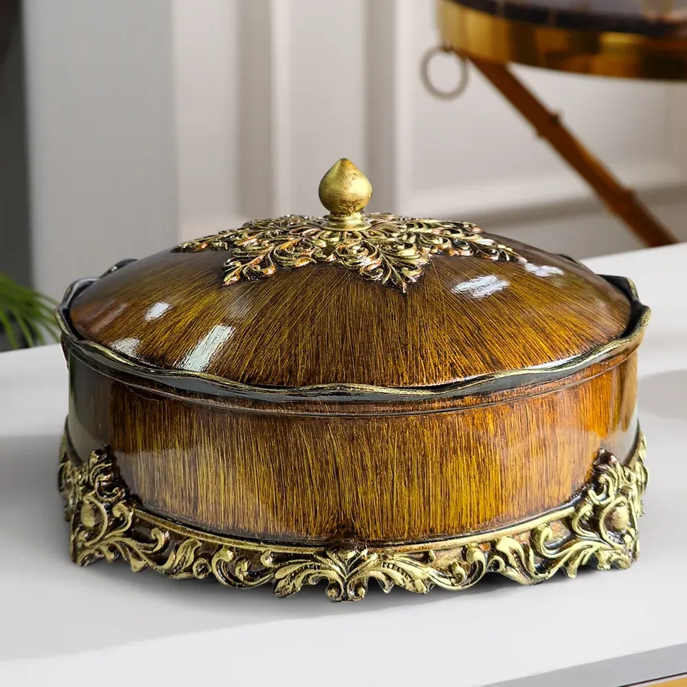 Divided Serving Tray with Lid - Brown, Resin