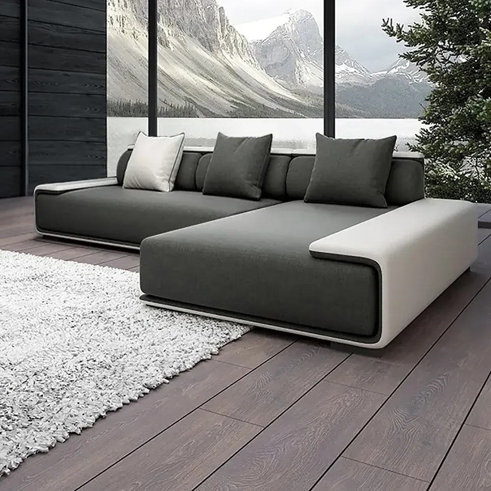 Doart 4-Seater L-Shaped Corner Modular Sectional Sofa - Cotton & Linen