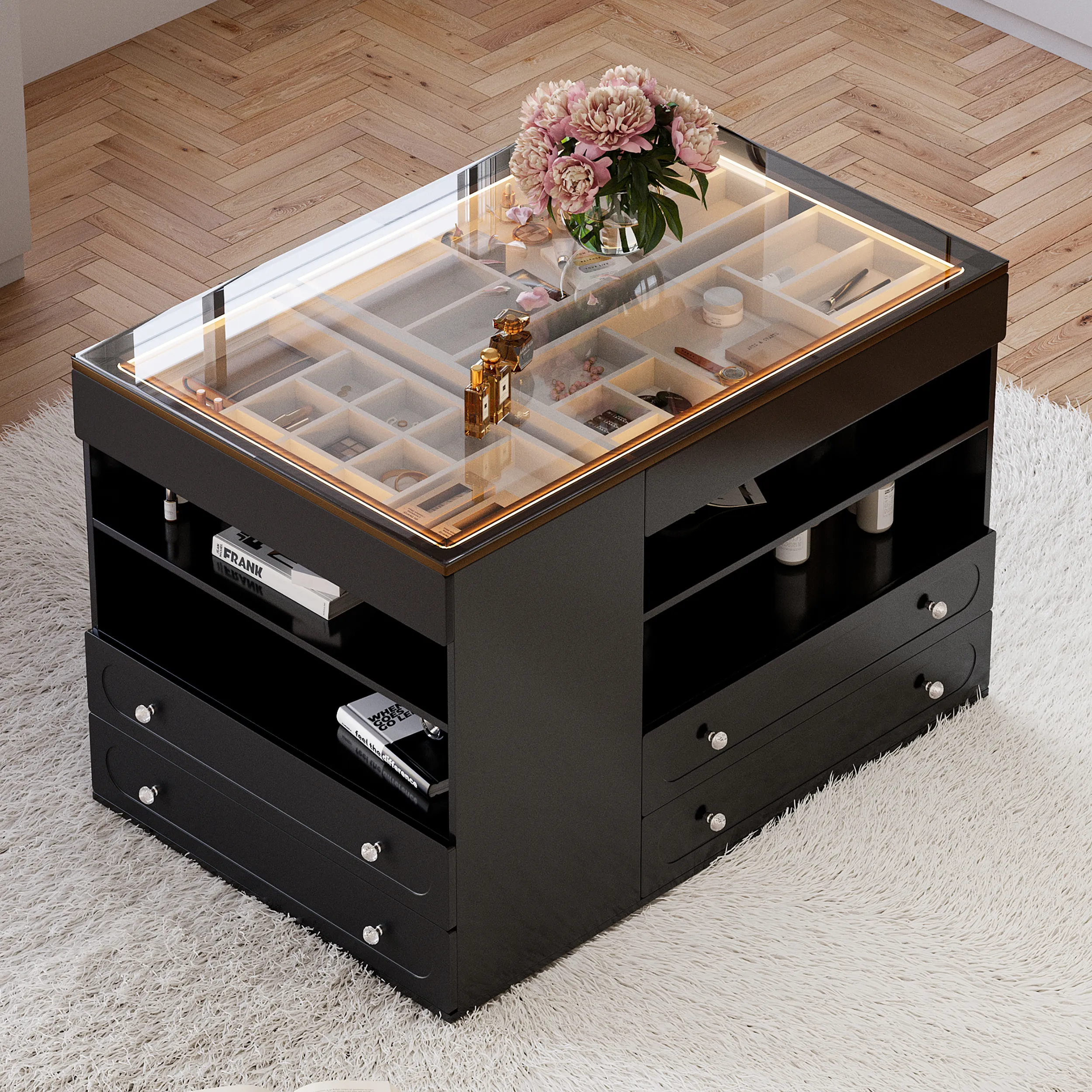 Dresser with Jewelry Storage and LED Light - 47" Width
