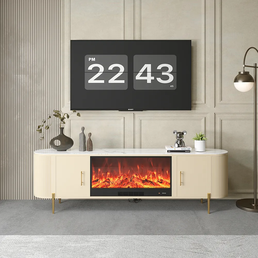 Electric Fireplace TV Stand with Remote Control - Sintered Stone