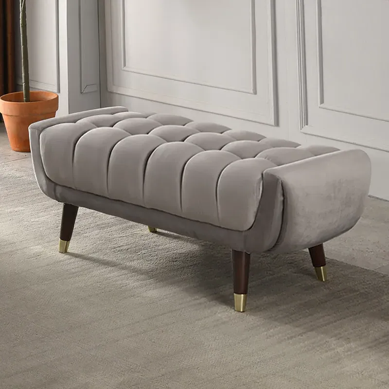 Enoak Entryway Bench - Gray, Velvet image