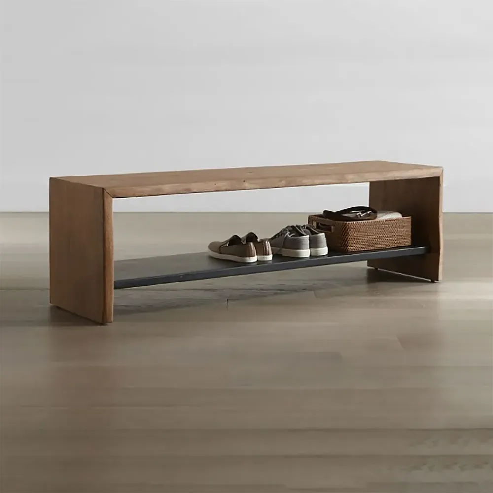 Entryway Bench with Shoe Rack - Natural, Wood