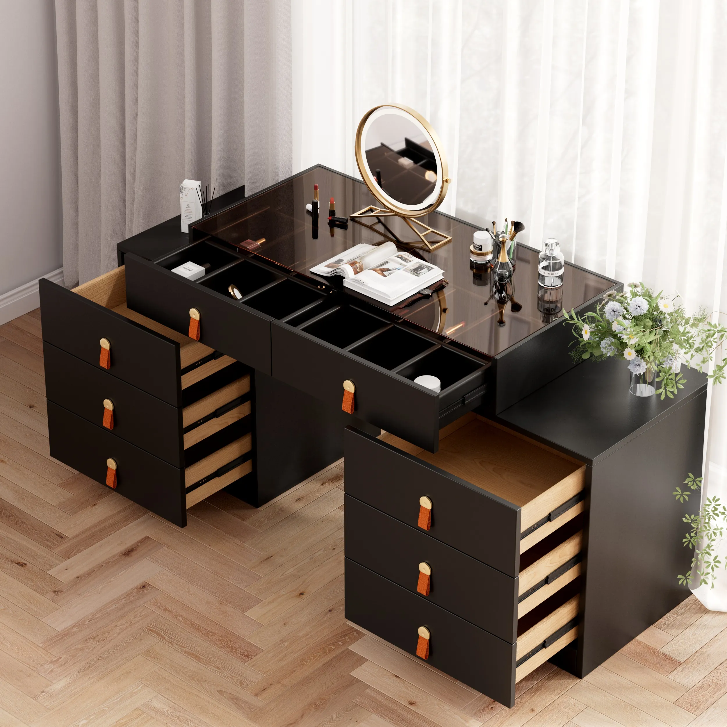 Extendable Makeup Vanity with Jewelry Storage image
