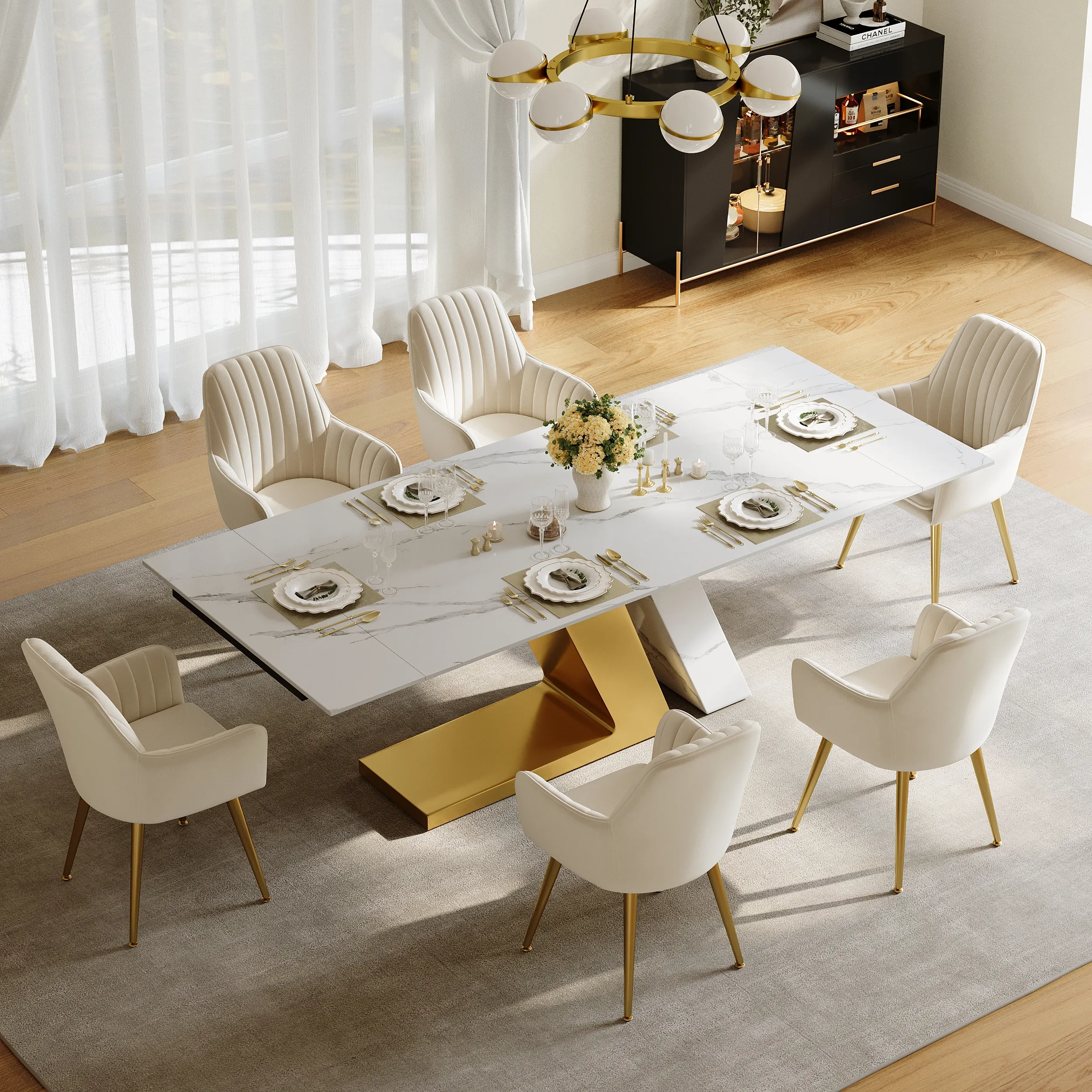 Extendable Sintered Stone Dining Table with Z-Base image