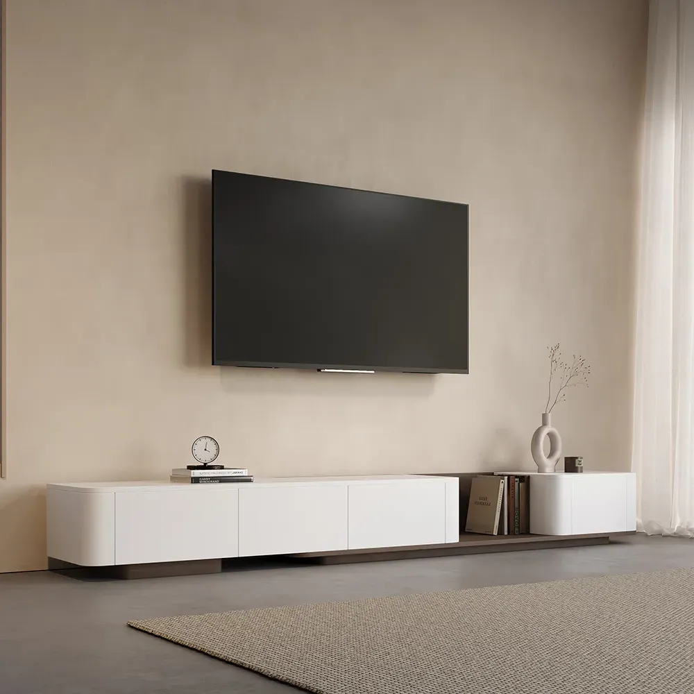 Extendable TV Stand with 4 Drawers - Walnut, Wood