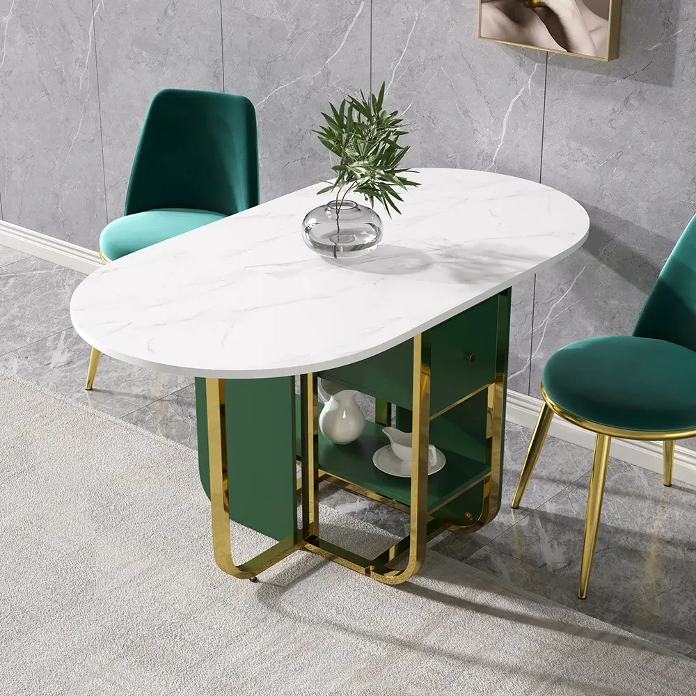 Fabled Rectangle Dining Table Extendable - Green, MDF image