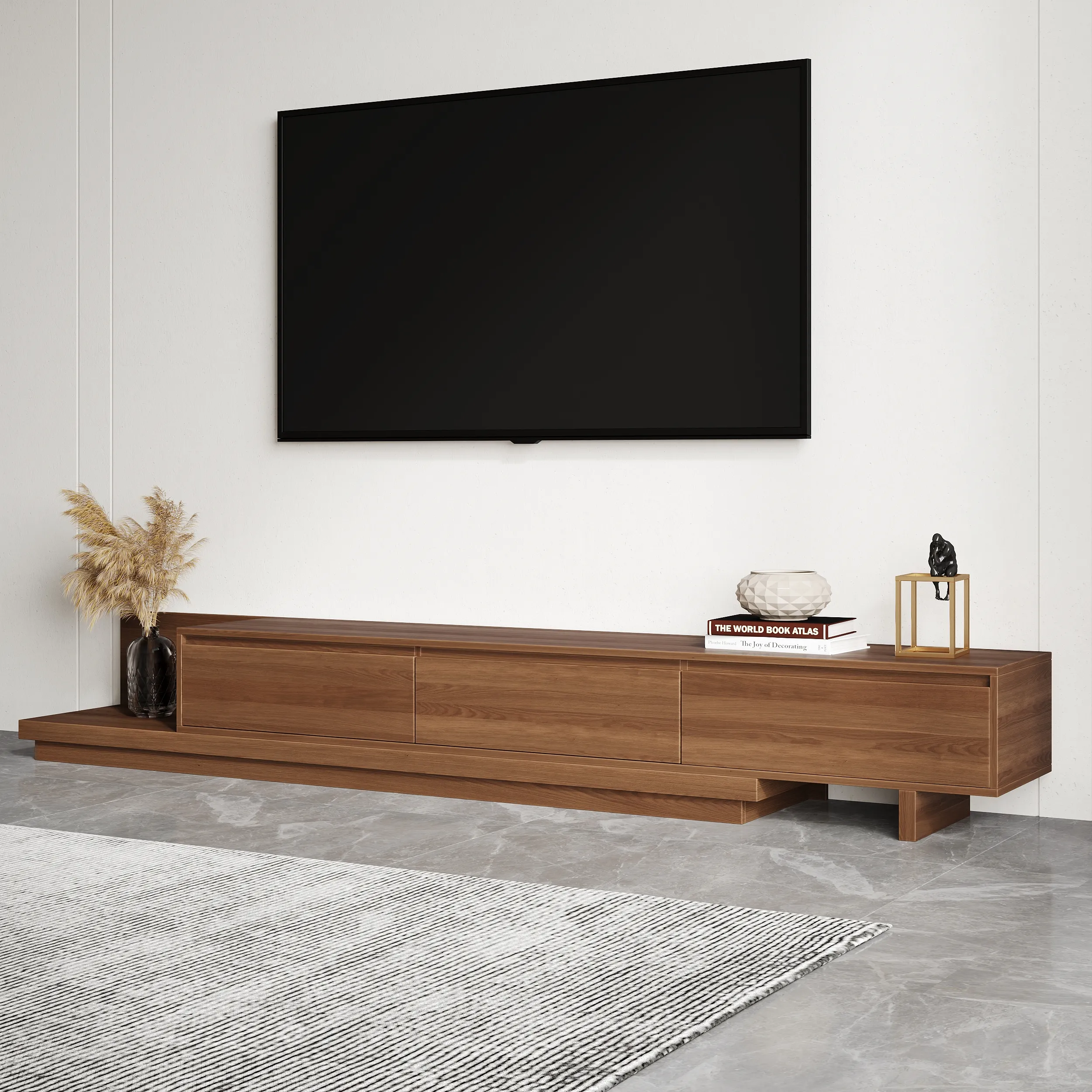 Fero Extendable TV Stand with 3 Drawers - Walnut