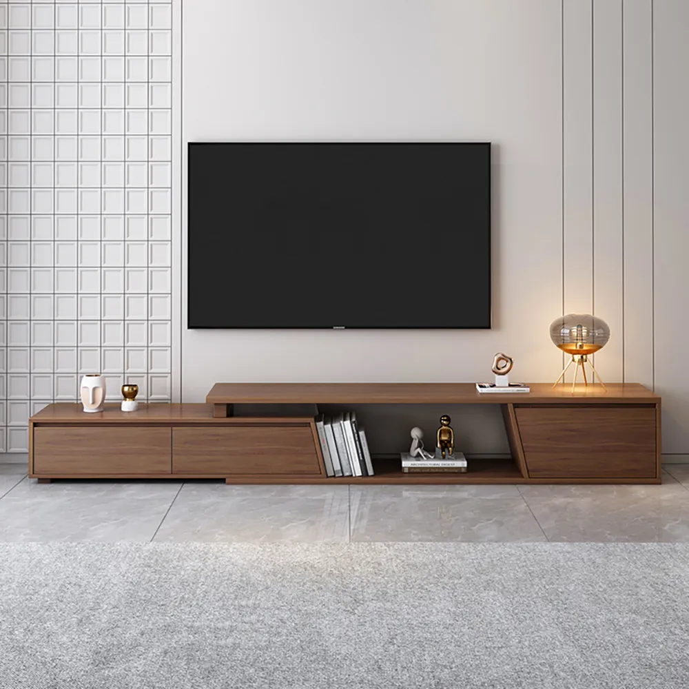 Fero Rectangle TV Stand Extendable with 3 Drawers - Walnut