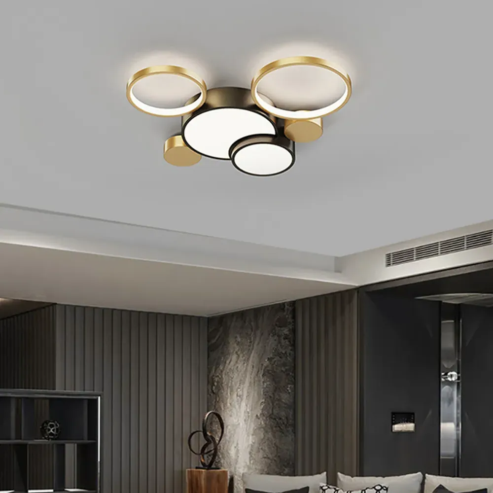 Flush Mount LED Ceiling Light - Gold & Black