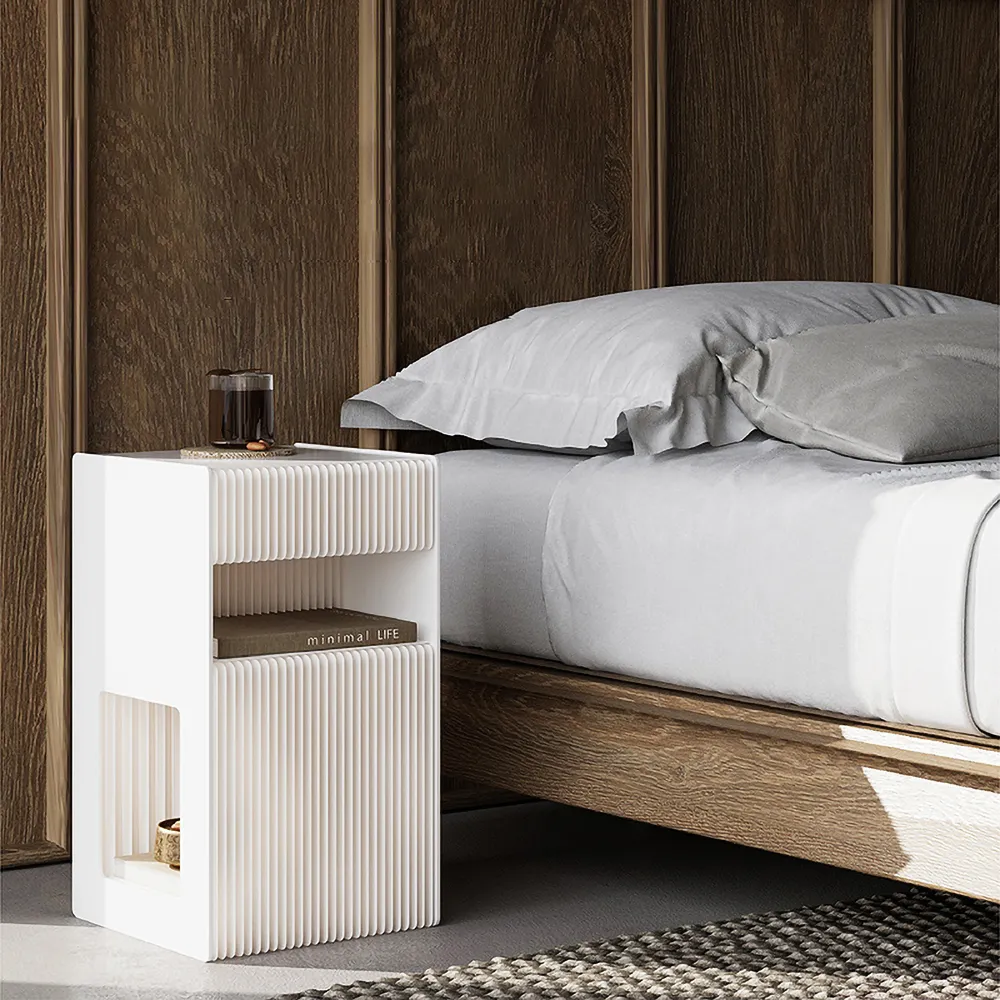 Foldable End Table with Storage - White, Acrylic