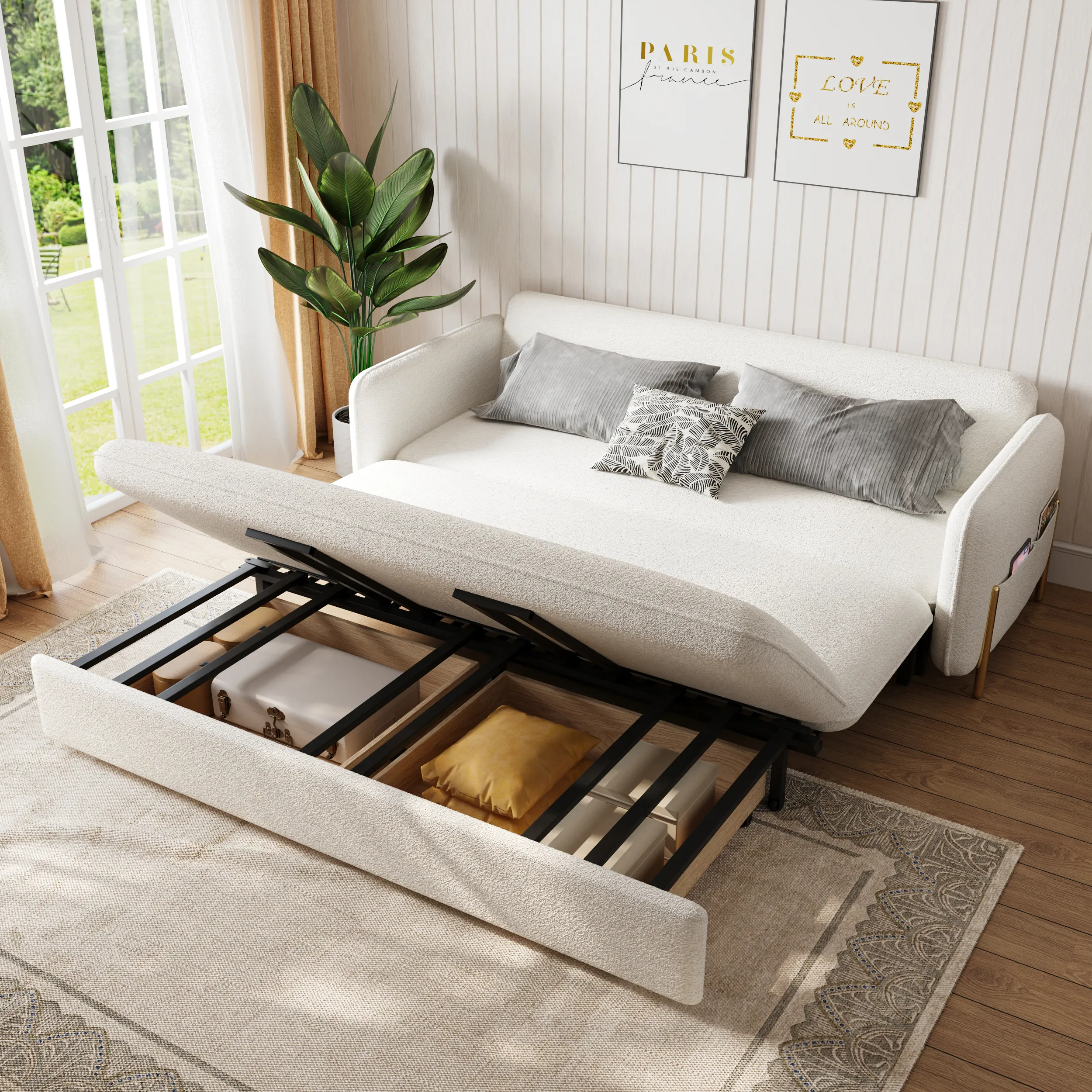 Full Size Daybed with Trundle Pull Out Sleeper - White