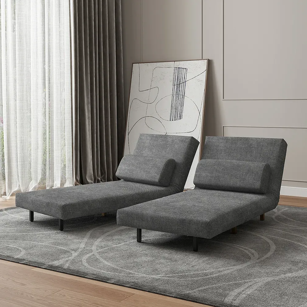 Full Sleeper Sofa Bed Convertible Rotatable - Gray, Cotton