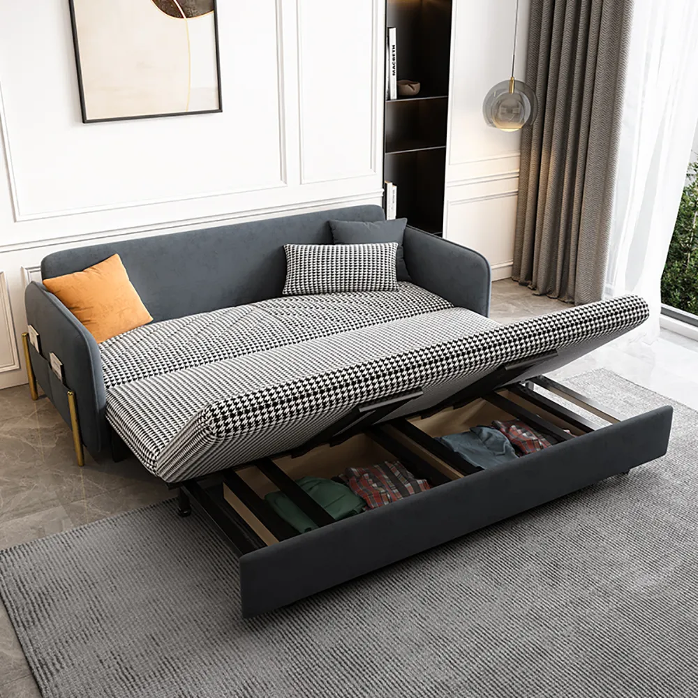 Full Sleeper Sofa with Storage - Deep Gray, Velvet image